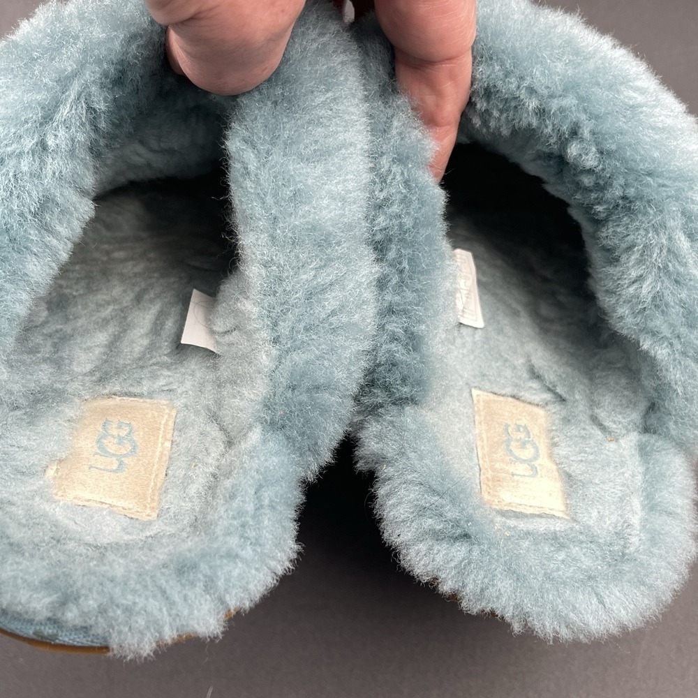 UGG Scuffette II Slippers Blue Suede Sheepskin Womens 7 House Shoes - Picture 8 of 9